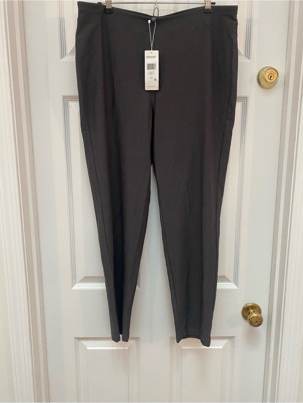 NWT Eileen Fisher Charcoal Gray Pull-On Slim Ankle Pants - Large